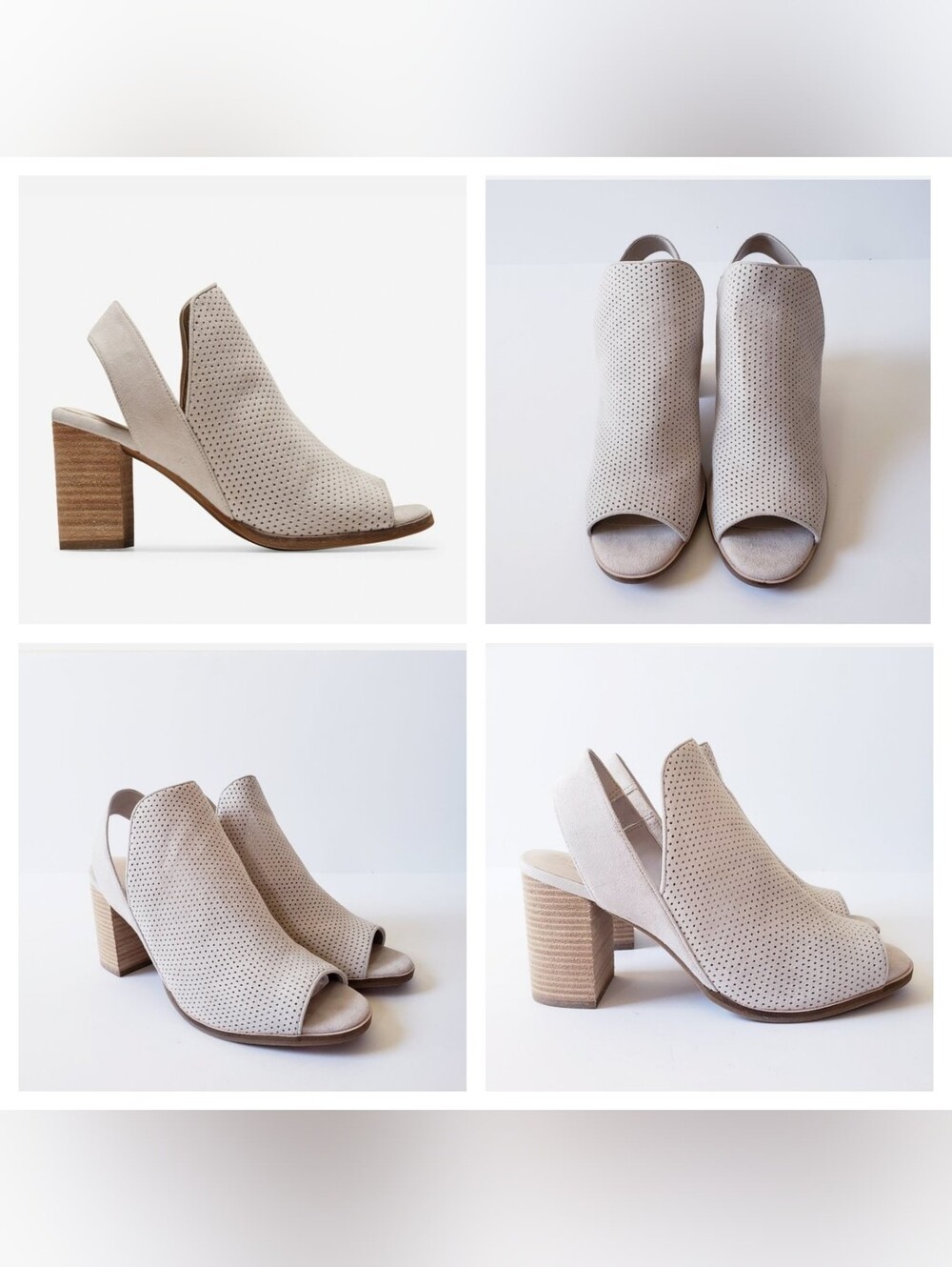 Cole Haan Collista Women’s Open Toe Perforated Sling Bootie Sz 8 Stone Color